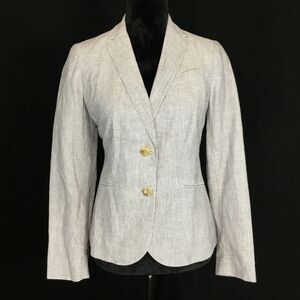 NWT Talbots Blazer 4 White‎ Blue Chambray Stripe Linen Bl 3 Pocket Jacket Career